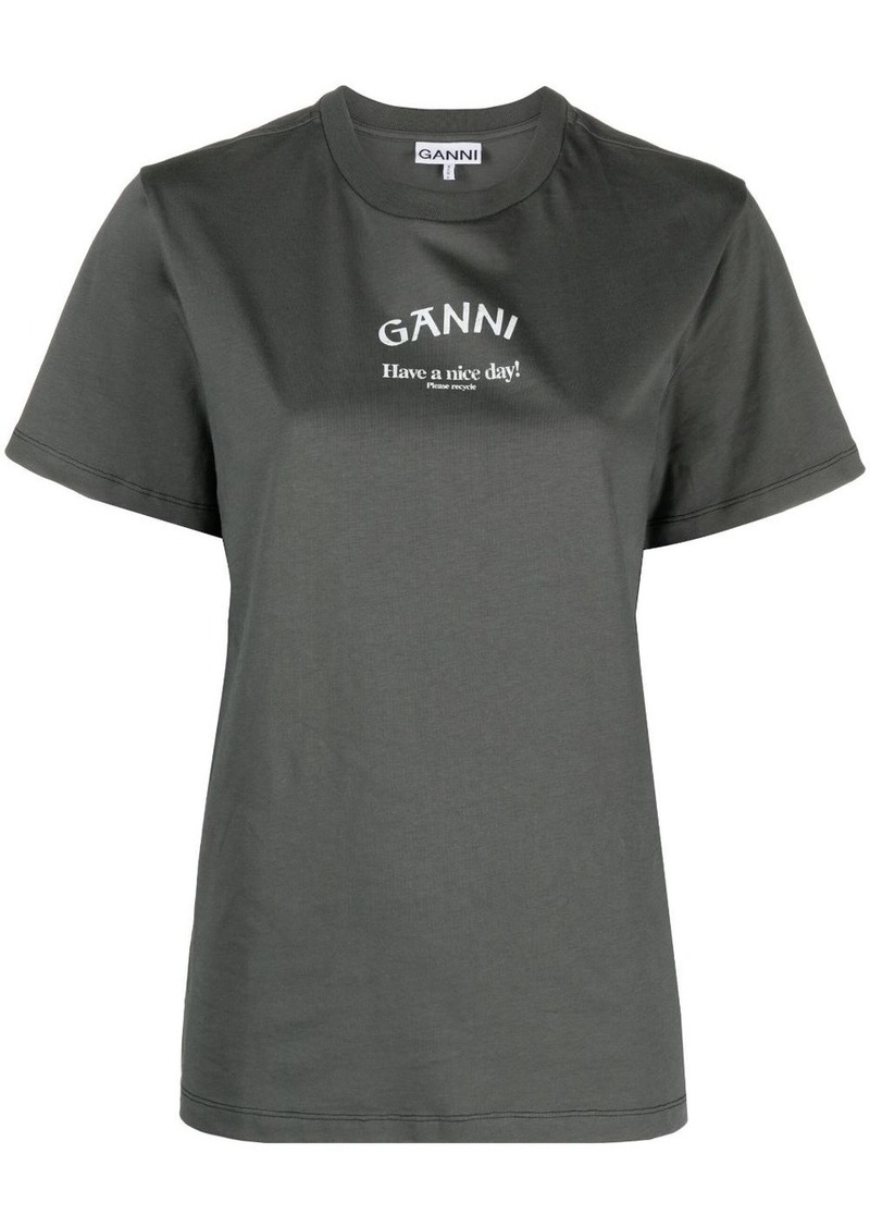 Ganni logo-print organic-cotton T-shirt