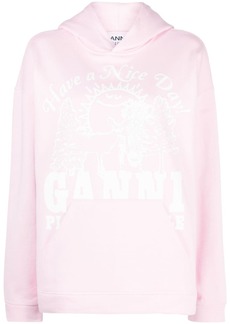 Ganni logo-print organic cotton hoodie