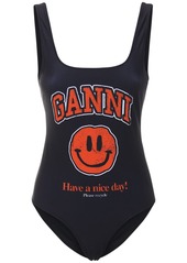 Ganni Logo Recycled One Piece Swimsuit