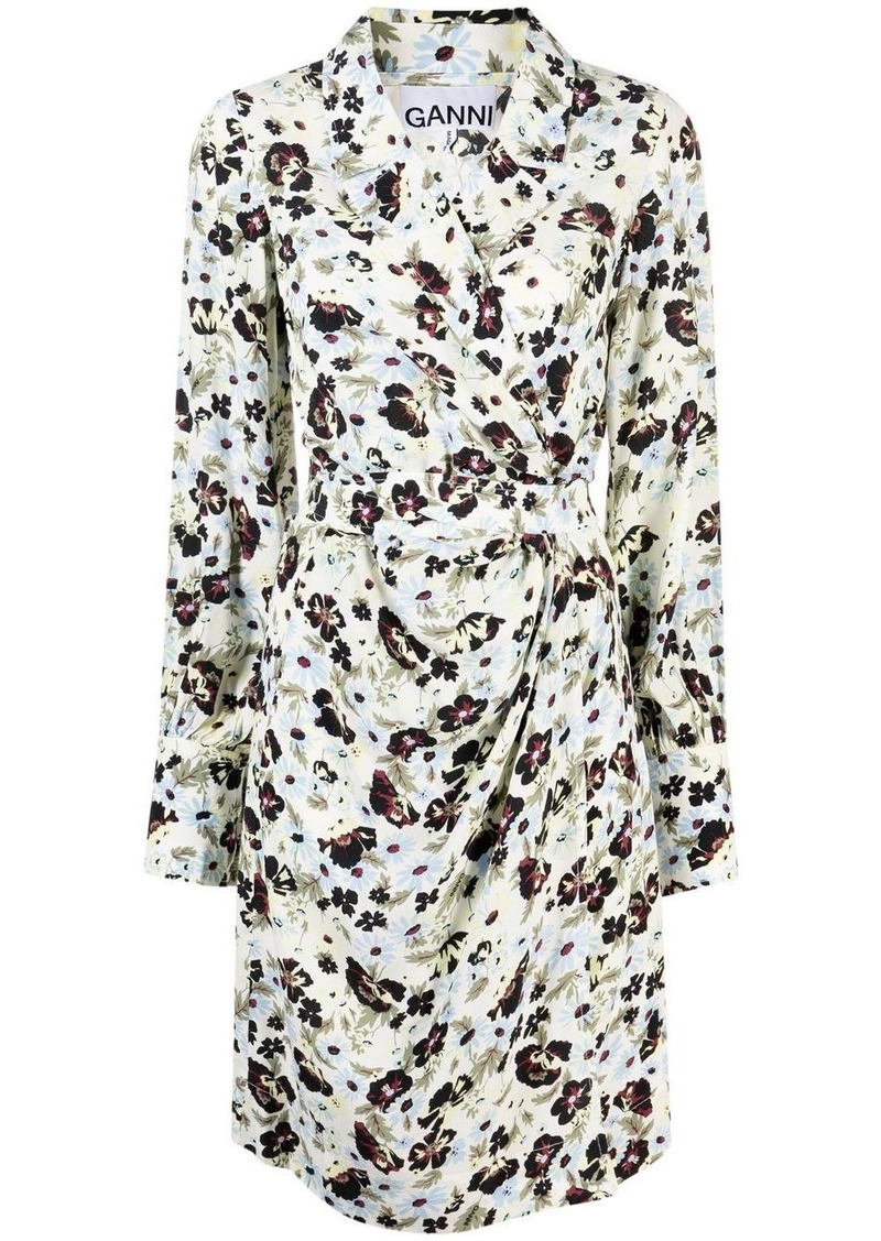 Ganni long-sleeve floral-print dress