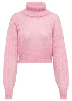 Ganni Cable-knit turtleneck mohair-blend sweater