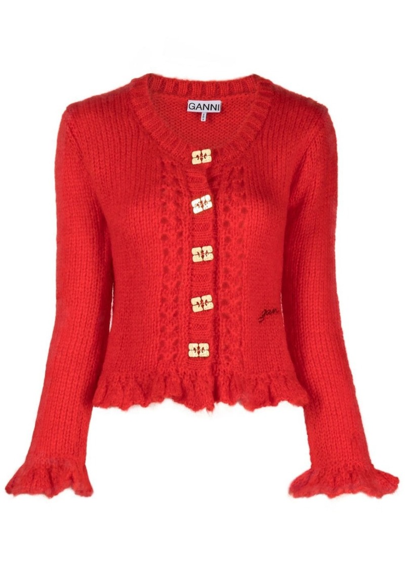 Ganni Mohair butterfly-button cardigan