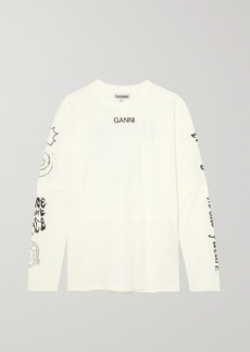Ganni Net Sustain Layered Printed Organic Cotton-jersey Top