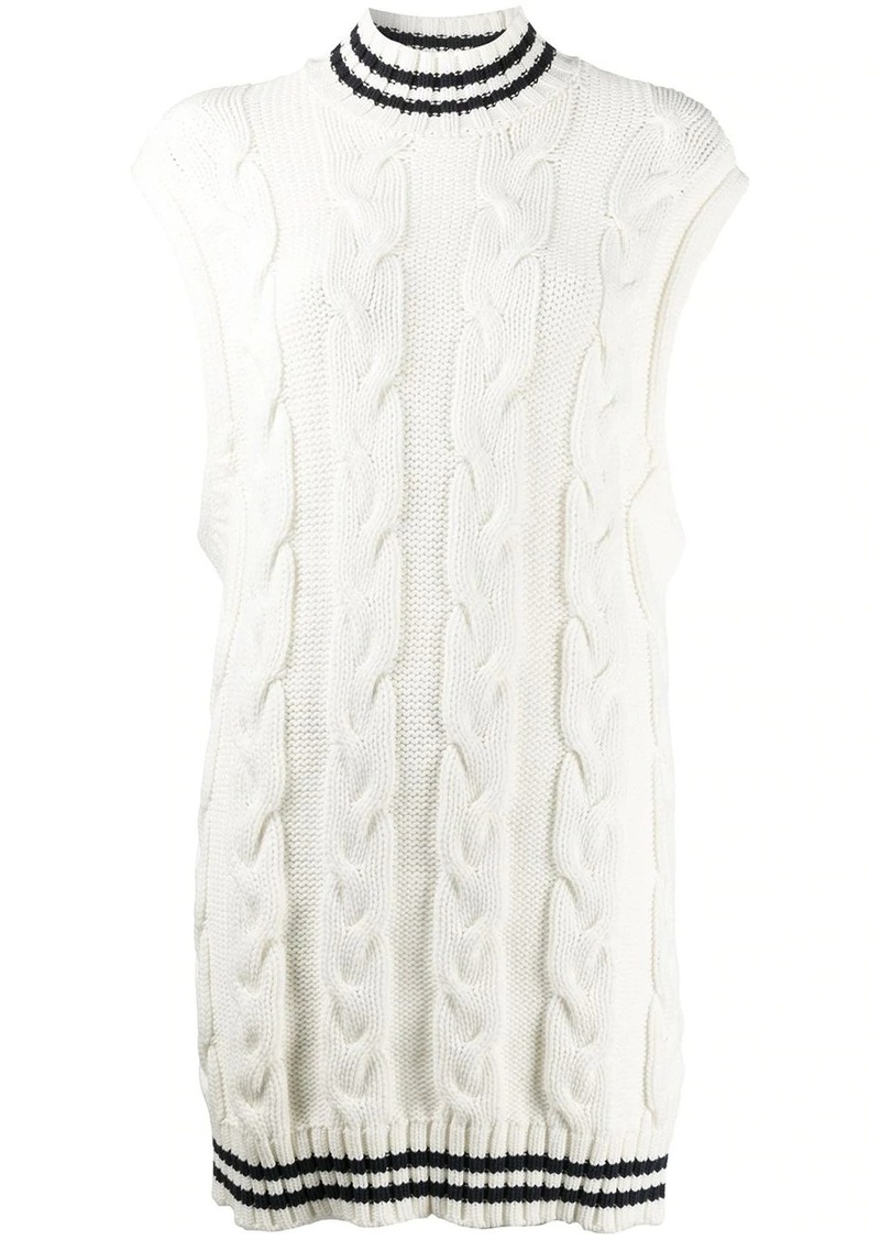 oversized cable-knit vest