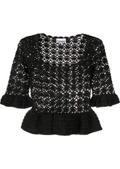 Ganni peplum hem crochet top