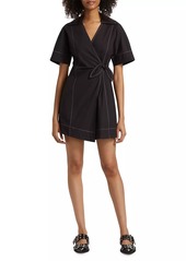 Ganni Poplin Cotton Wrap Minidress