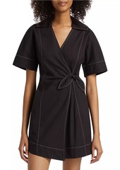 Ganni Poplin Cotton Wrap Minidress