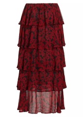 Ganni Printed Georgette Midi-Skirt