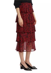 Ganni Printed Georgette Midi-Skirt