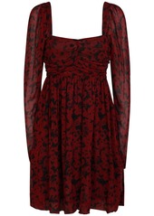 Ganni Printed Georgette Viscose Mini Dress