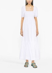 Ganni puff-sleeve organic cotton dress