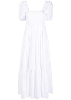 Ganni puff-sleeve organic cotton dress