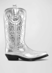 Ganni Recycled Metallic Embroidered Western Boots