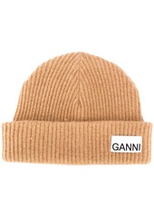Ganni recycled wool ribbed-knit hat