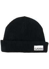 Ganni recycled wool ribbed-knit hat