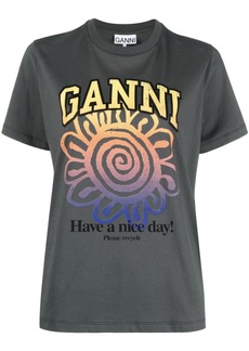 Ganni Relaxed Flower organic cotton T-shirt
