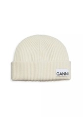 Ganni Rib-Knit Wool-Blend Beanie