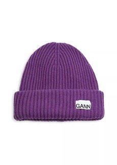 Ganni Rib-Knit Wool-Blend Beanie