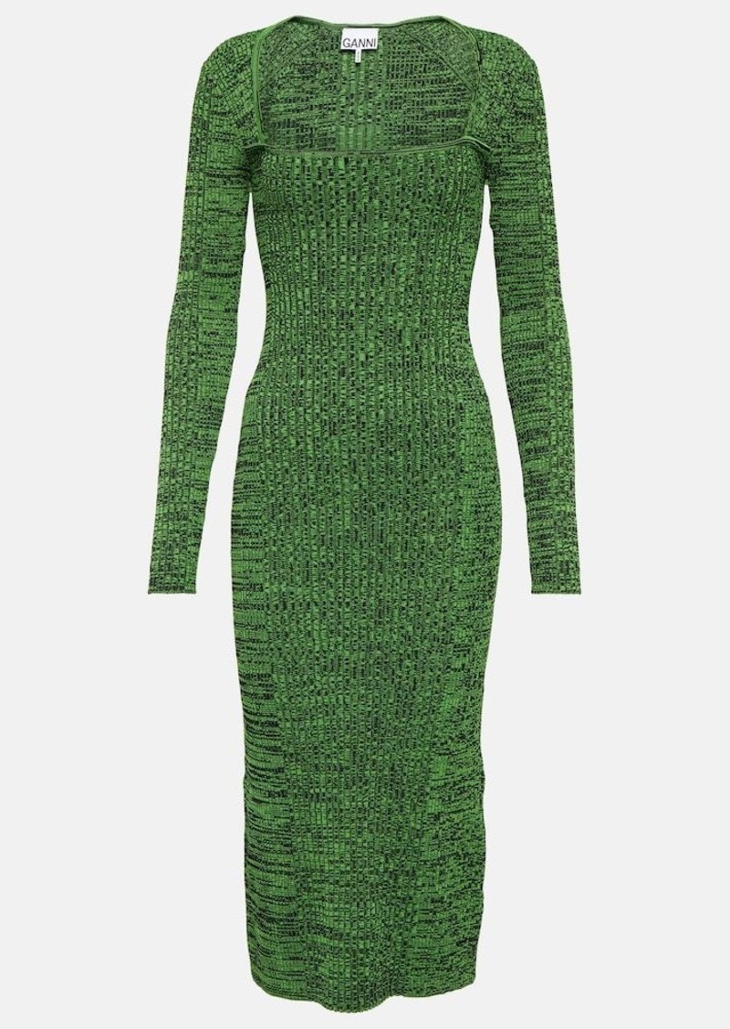 Ganni Ribbed-knit midi dress