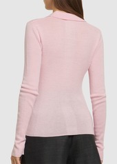 Ganni Ribbed Wool Polo Sweater