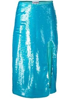 Ganni sequin-embellished midi skirt