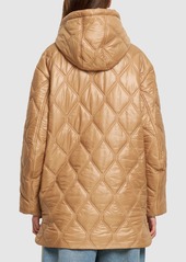 Ganni Shiny Quilted Hooded Jacket
