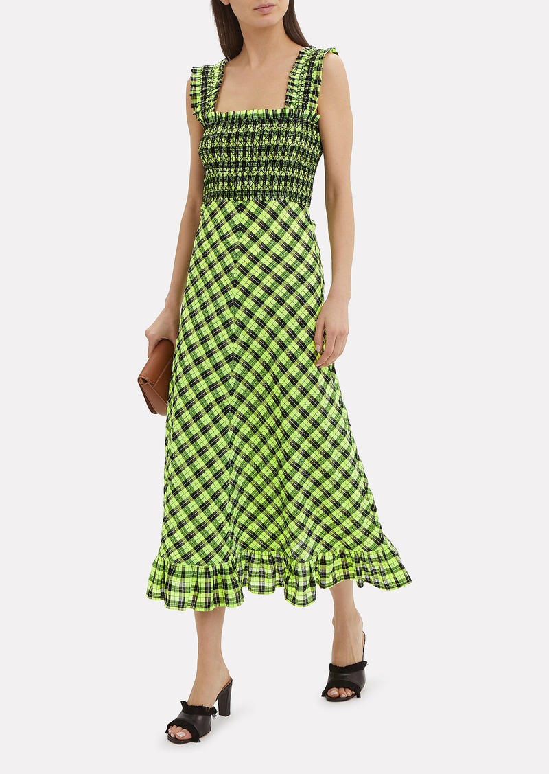 ganni green gingham dress