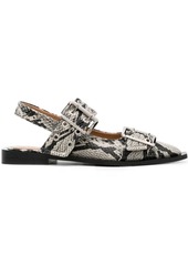 Ganni snakeskin-effect buckled sandals