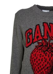 Ganni Strawberry Logo Wool Blend Sweater
