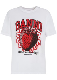 Ganni Strawberry Print Cotton Jersey T-shirt