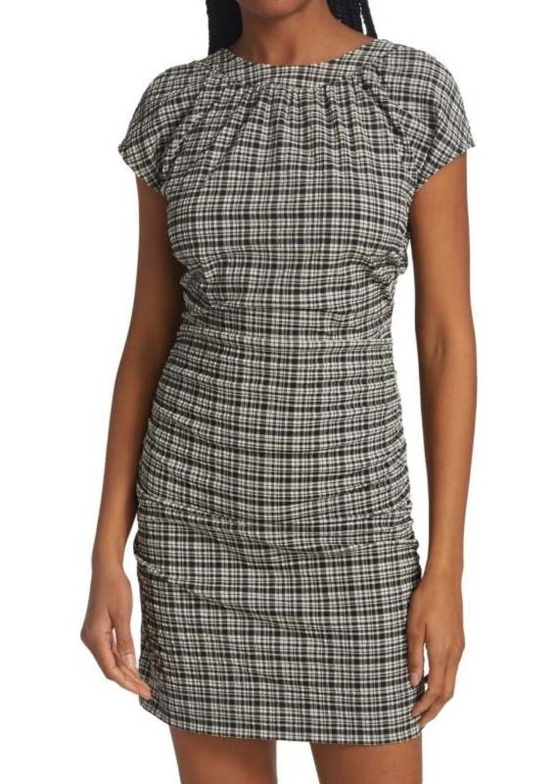 Ganni Stretch Seersucker Gingham Minidress