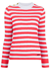 Ganni striped cable knit jumper