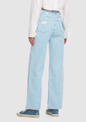 Ganni Striped Cotton Denim Jeans