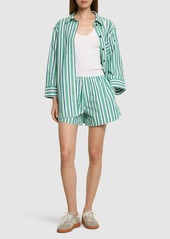 Ganni Striped Cotton Elasticated Shorts