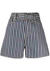 Ganni striped denim shorts