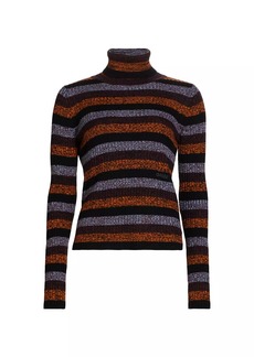 Ganni Striped Merino Wool Turtleneck Sweater