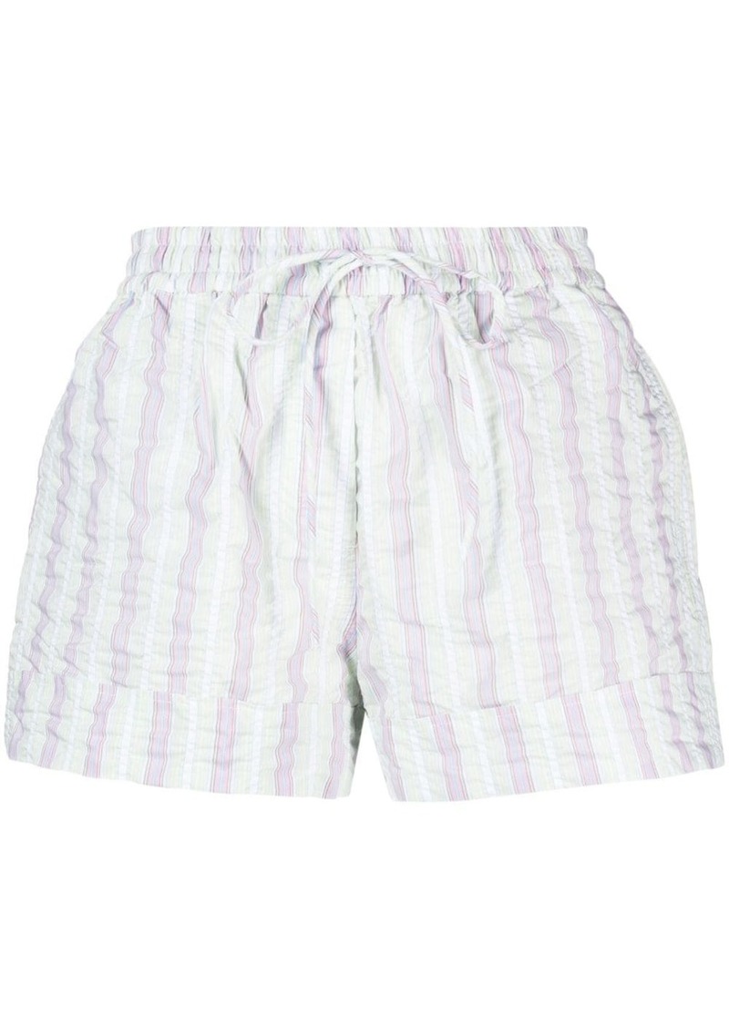 Ganni striped seersucker shorts