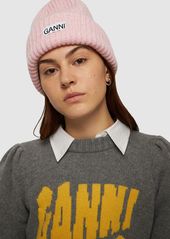 Ganni Structured Rib Knit Wool Beanie