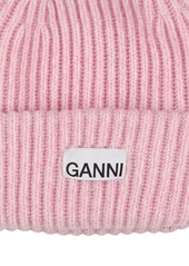 Ganni Structured Rib Knit Wool Beanie