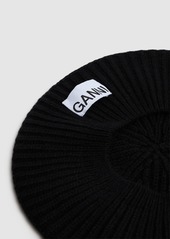 Ganni Structured Rib Knit Wool Blend Beret
