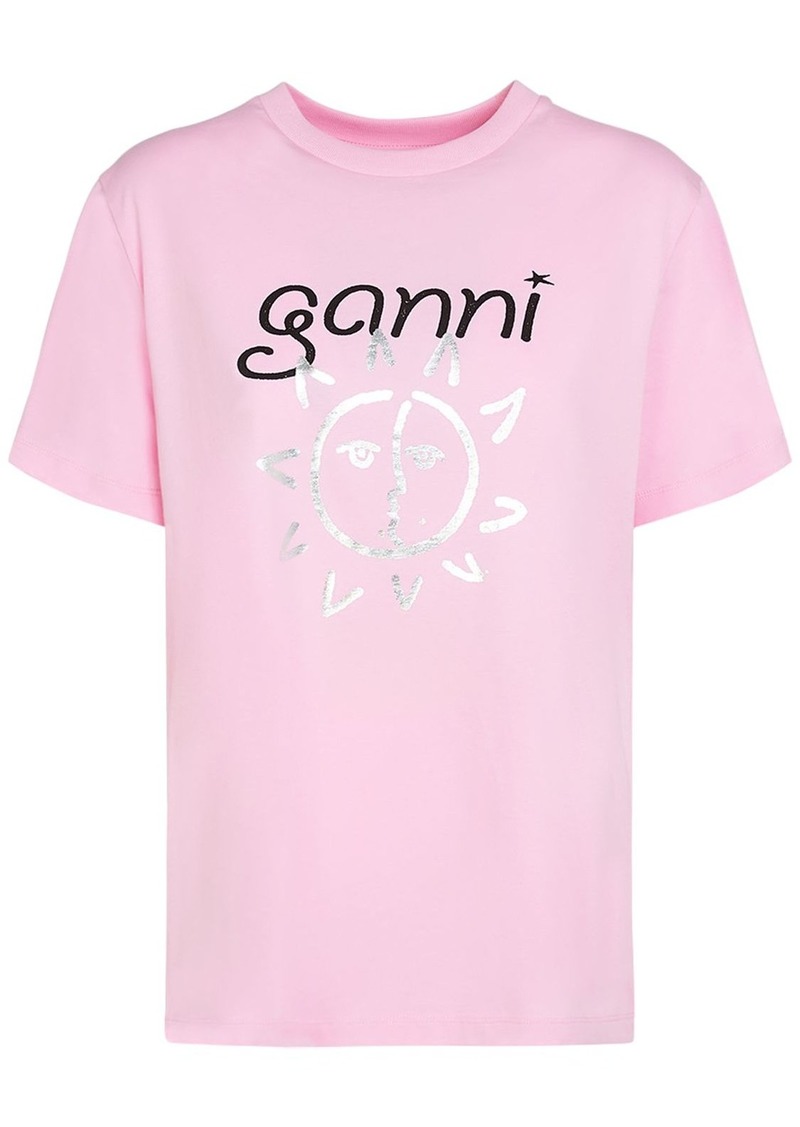 Ganni Sun Print Cotton Jersey T-shirt