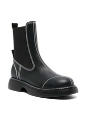 Ganni topstitched leather Chelsea boots