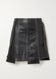 Ganni Topstitched Leather Mini Skirt
