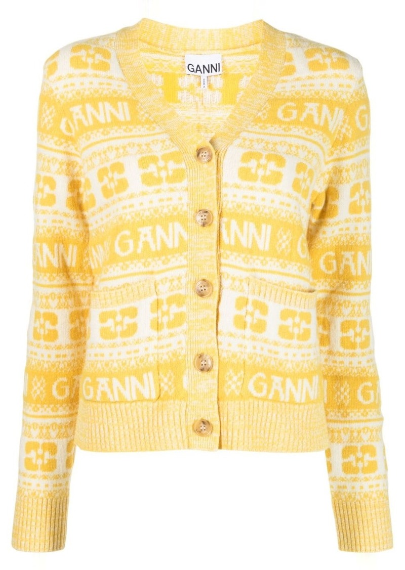 Ganni V-neck knit cardigan