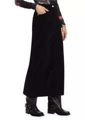 Ganni Washed Corduroy Cotton-Blend Midi-Skirt