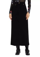 Ganni Washed Corduroy Cotton-Blend Midi-Skirt