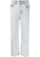 Ganni washed high-waisted cropped jeans
