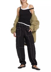 Ganni Wide-Leg Drawstring Cargo Pants