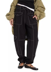 Ganni Wide-Leg Drawstring Cargo Pants