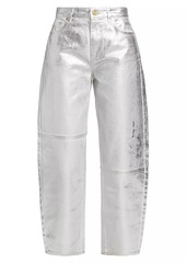 Ganni Wide-Leg Foiled Metallic Jeans